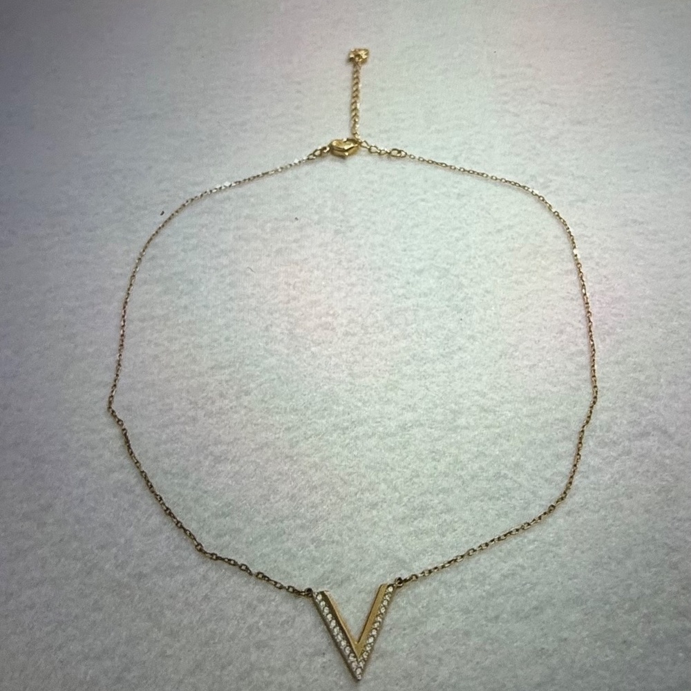 NEW Swarovski Delta V Necklace Rose Gold Crystal Pave 15" | 5140120 - Picture 2 of 7